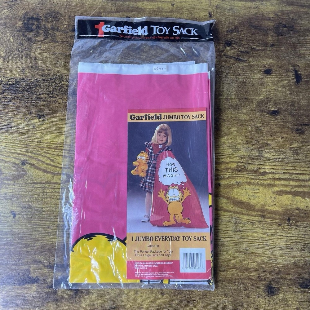 Vtg 80s Garfield Jumbo Everyday Toy Sack 24x6x30 New In Package